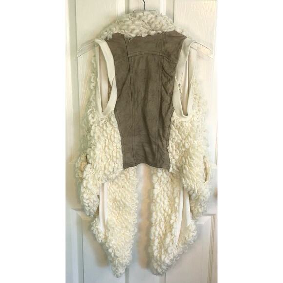 Miha White Wool Blend Suede Vest Women's Size XS Lagenlook Winter Penny Lane - Picture 9 of 9